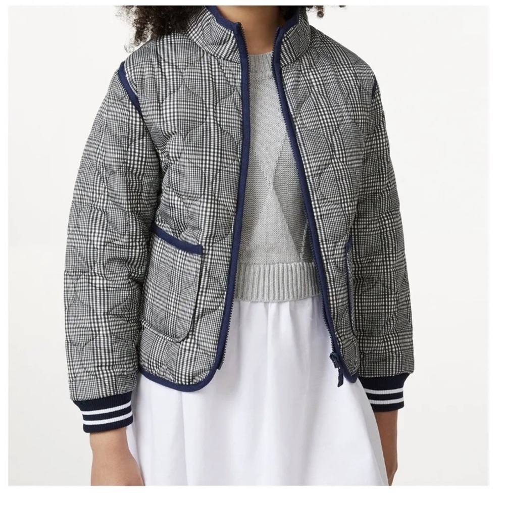 Free Assenbly Girls Lightweight Quilted Jacket Navy Plaid Size XXL (18)